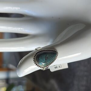 925 Sterling Silver Tibetan Turquoise Ring~Sz 8